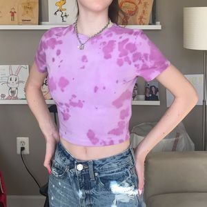 SUGAR TIED PASTEL PURPLE TIE DYE CROPPED TEE